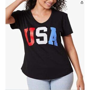 General Standard USA Womens TShirt Black Patriotic Size Large